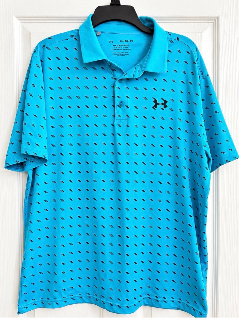 Under Armour Men’s Turquoise Polo with Black Micro-Dash Pattern